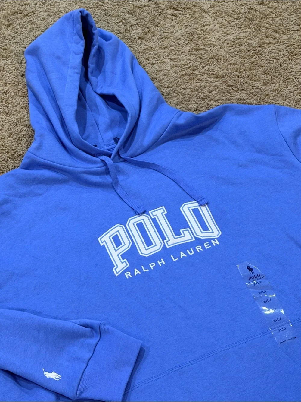 Polo Ralph Lauren Blue POLO Embroidered Logo Fleece Hoodie Sweatshirt NWOT